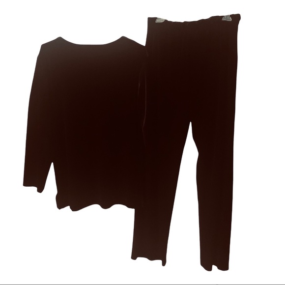 Lapis Black Velvet Longsleeved Round neckline Top and matching pants Sz L - Picture 2 of 8